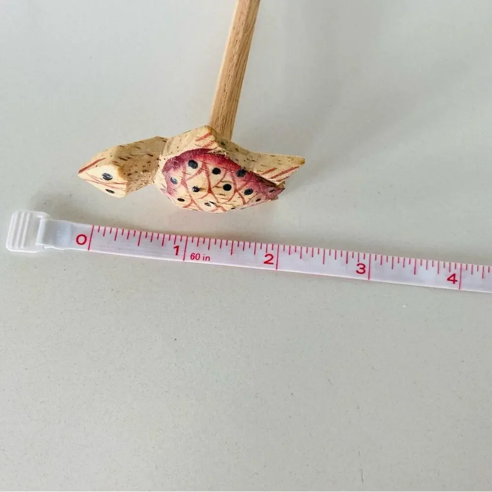 NEW VINTAGE Red Natural Tan Wooden Handmade Carved Turtle Pencil Hawaiian Hawaii